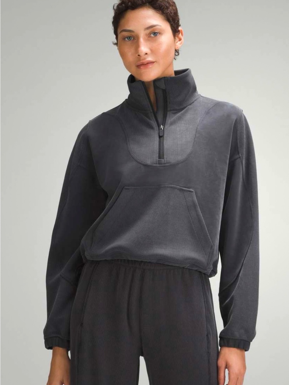 lululemon athletica Black Quarter-Zip Fleece Pullover Hoodie